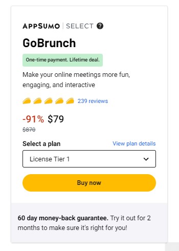 GoBrunch Lifetime Pricing