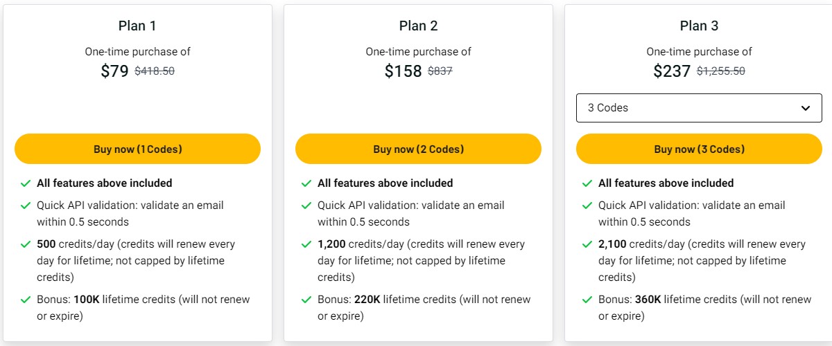 Pricing and Plans on Appsumo Lifetime Deal