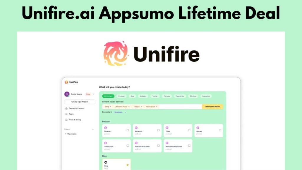 [$49] Unifire-ai Appsumo Lifetime Deal 2024 🎉Transform your content into 30+ formats