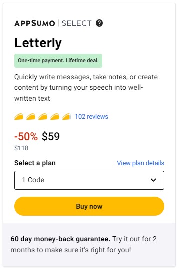 Letterly AI Pricing and Lifetime Deal on Appsumo