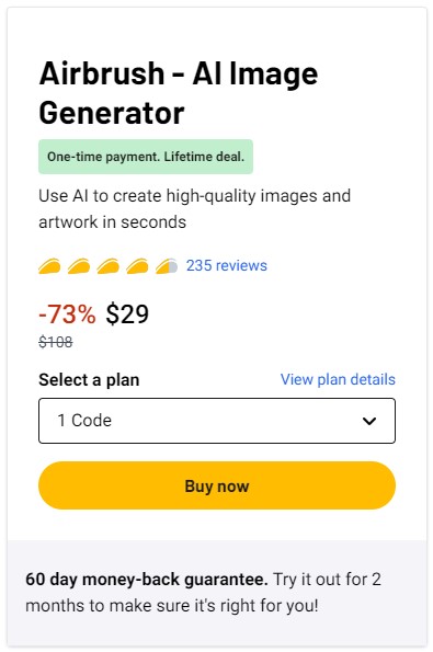 Airbrush AI Appsumo Lifetime Deal