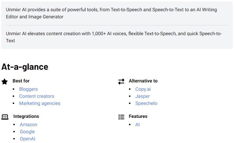 Unmixr AI - Text to Speech, AI Chat (GPT-4,Claude-3 & more) & Copywriting
