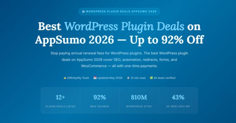Best WordPress Plugin Deals on AppSumo 2026 — Up to 92% Off
